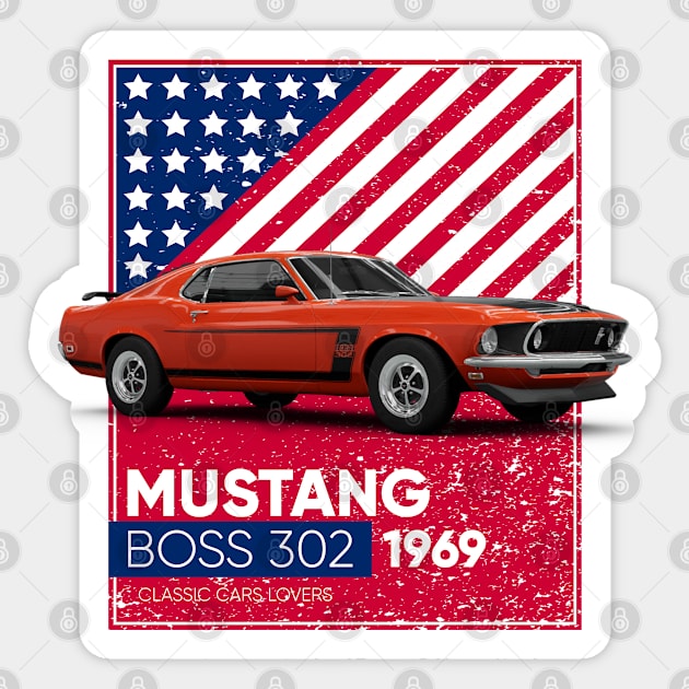 Classic Cars Mustang Boss 302 1969 Sticker by cecatto1994